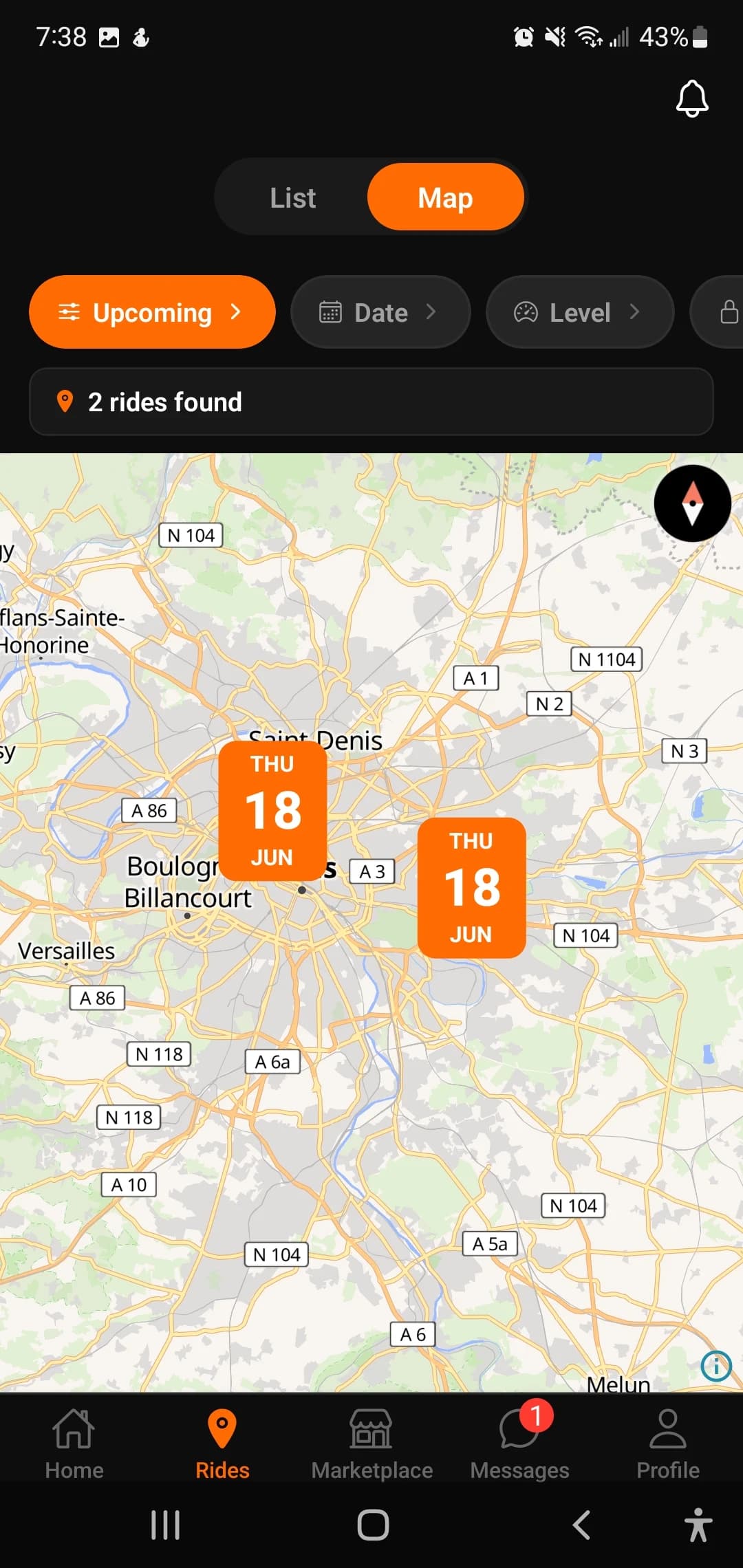 Rides map